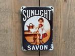 Emaille Bord Sunlight Savon - Deurpostje, Verzamelen, Ophalen of Verzenden, Gebruikt, Reclamebord