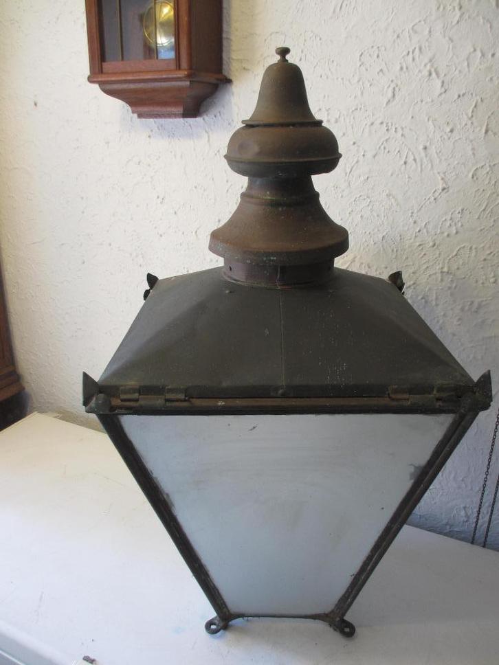 Antieke straatlamp van koper lantaarn Foster & Pullen 1870, Antiek en Kunst, Antiek | Lampen, Ophalen of Verzenden