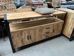 Magazijn leegverkoop dressoir Mangohout metaal zwart Britt, Nieuw, Dressoir Mangohout, Ophalen of Verzenden