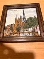 Gouda tegeltje 15 x 15 cm in lijst, Antiek en Kunst, Kunst | Schilderijen | Klassiek, Ophalen