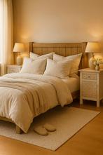 massief houten nachtkastjes – Handgesneden bloemenpatroon, Huis en Inrichting, Tafels | Bijzettafels, Ophalen, Minder dan 45 cm