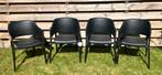 4 stuks zwarte kunststof tuinstoelen - zgan, Ophalen, Zo goed als nieuw, Kunststof, Stapelbaar