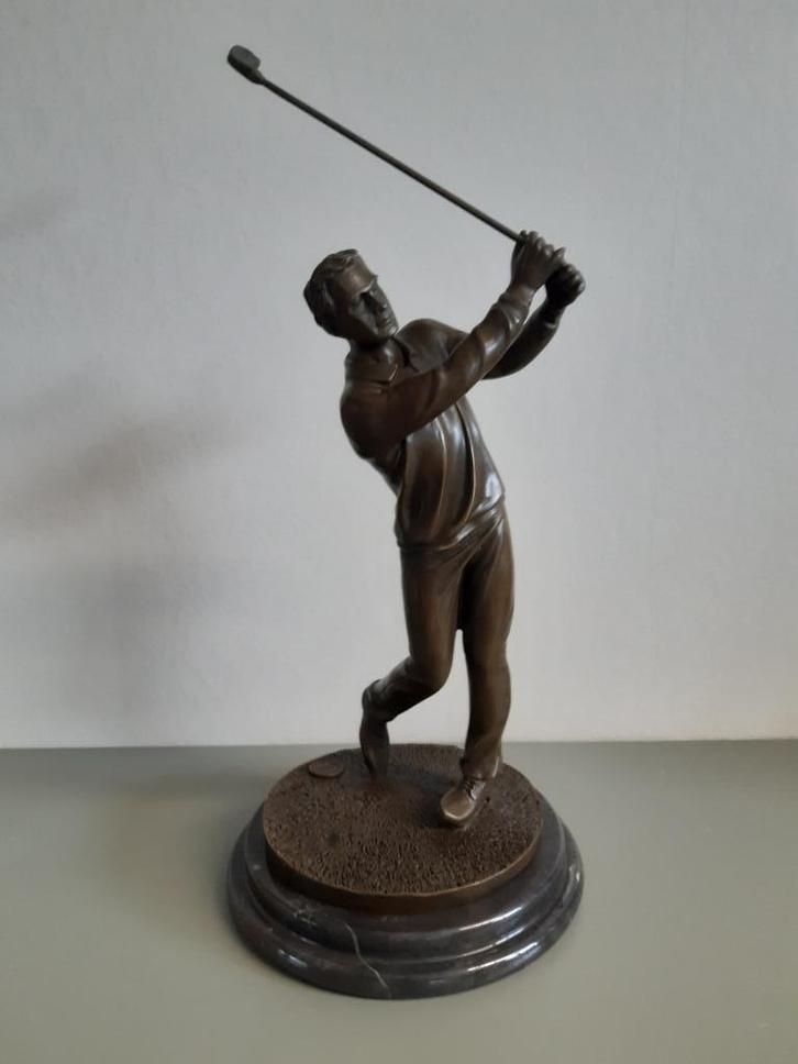 bronzen sculpture van golfer, Antiek en Kunst, Kunst | Beelden en Houtsnijwerken, Ophalen
