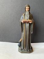 Gipsen beeld St. Benedictus van Nursia met raaf, Ophalen of Verzenden