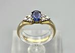 Gouden Vintage ring edelsteen saffier en diamant.. 2025/440., Blauw, ., Ophalen of Verzenden, Zo goed als nieuw