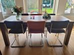 Eettafel met 6 stoelen, Huis en Inrichting, Tafels | Eettafels, 50 tot 100 cm, Gebruikt, Rechthoekig, Ophalen