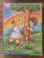 Retro puzzel met kinderen en poesje 35 en 99 stukjes, Ophalen of Verzenden, Meer dan 50 stukjes, Gebruikt, 2 tot 4 jaar