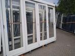 Hardhout kozijn met 4 harmonica deuren, Ophalen, Vouwdeur, Glas, 120 cm of meer