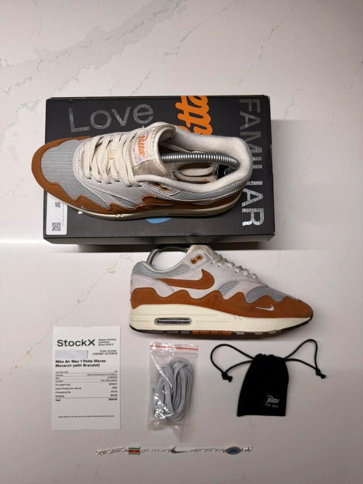 Nike air max 1 X patta monarch, Kleding | Heren, Schoenen, Zo goed als nieuw, Sneakers of Gympen, Overige kleuren, Ophalen of Verzenden