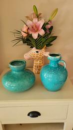 Turquoise Aardewerken Vazen, Huis en Inrichting, Woonaccessoires | Vazen, Ophalen, Overige kleuren, Nieuw, Glas