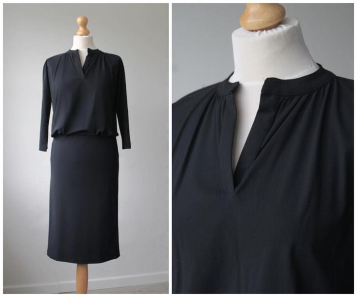 Donna Due - NIEUW / travelstof jurk / zwart / maat S, Kleding | Dames, Jurken, Nieuw, Maat 36 (S), Zwart, Boven de knie, Verzenden