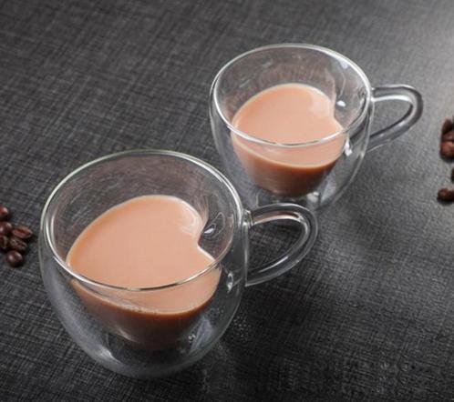 dubbelwandige kommen 2 maten met  hartvorm, Huis en Inrichting, Keuken | Servies, Nieuw, Kom(men), Overige stijlen, Glas, Ophalen of Verzenden