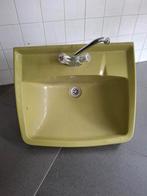 Retro  vintage groene wastafel, Huis en Inrichting, Badkamer | Badkamermeubels, Ophalen, Gebruikt, 50 tot 100 cm, Minder dan 100 cm
