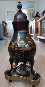 fraaie beschilderde tinnen kraantjes kan met olie lampje, Antiek en Kunst, Antiek | Tin, Ophalen of Verzenden