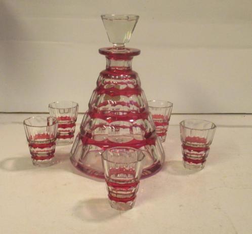 art deco kristallen likeurset Val Saint Lambert, Antiek en Kunst, Antiek | Glas en Kristal, Verzenden