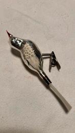 Vintage antieke kerstbal, vogeltje zilver, Ophalen of Verzenden, Zo goed als nieuw