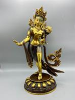 Oud brons Goldface Dansend Tara beeld met 5 ogen uit Nepal, Ophalen of Verzenden