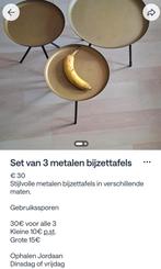 Set van 3 metalen bijzettafels, Ophalen, Minder dan 55 cm, Gebruikt, Metaal of Aluminium