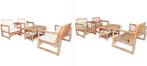 4-delige Loungeset met kussens bamboe, Tuin en Terras, Ophalen, Nieuw, Loungeset, 5 zitplaatsen
