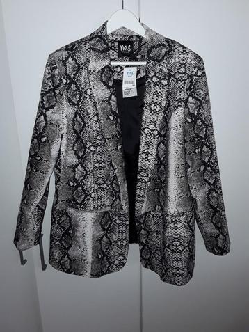 MS Mode Zwart/Beige Jasje Met Slangenprint Maat 48 NIEUW beschikbaar voor biedingen