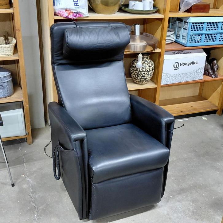 Fitform Elevo Sta-op Stoel Zwart Leer - Goede Staat, Huis en Inrichting, Fauteuils, Leer, 50 tot 75 cm, Minder dan 75 cm, Ophalen