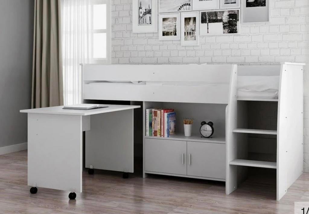 Leuke halfhoogslaper met plank als lattenbodem, Ophalen, Gebruikt, Halfhoogslaper