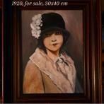 Vintage schilderij op canvas ingelijst, Ophalen of Verzenden, Zo goed als nieuw