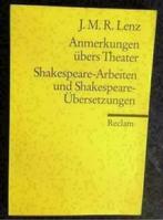 JMR Lenz; Anmerkungen Theater Shakespeare; 3150098157 Recla, Boeken, Taal | Duits, Ophalen of Verzenden, Zo goed als nieuw