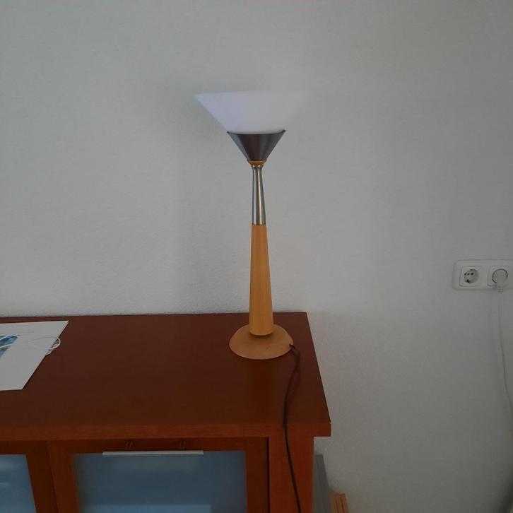 Design tafellamp van Massive, Huis en Inrichting, Lampen | Tafellampen, Gebruikt, 50 tot 75 cm, Glas, Hout, Metaal, Ophalen