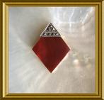Art deco zilveren hanger: carneool en markasiet, ruitvorm, Sieraden, Tassen en Uiterlijk, Antieke sieraden, Ophalen of Verzenden