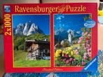 2 puzzels Alpen, bergen. Ravensburger 1000. Actie 3+1 gratis, Ophalen of Verzenden, 500 t/m 1500 stukjes, Legpuzzel, Zo goed als nieuw