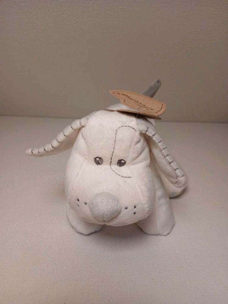 TIAMO HOND MIDDENMAAT VELOURS WIT MET LICHTGRIJZE, Kinderen en Baby's, Speelgoed | Knuffels en Pluche, Nieuw, Overige typen, Verzenden