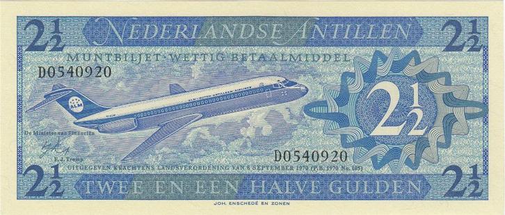 Ned Antillen -2,50 GULDEN 8.9.1970 serienr.DO540920 UNC -P21, Postzegels en Munten, Bankbiljetten | Nederland, 2½ gulden, Verzenden