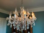 Prachtige vintage kroonluchter 15 lamps 60 cm, Glas, Zo goed als nieuw, Ophalen