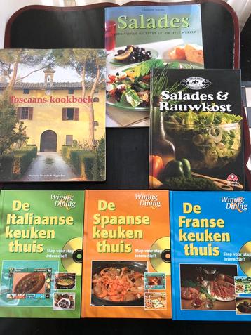 Set van 5 kookboeken Italiaans, Spaans, Frans, salade beschikbaar voor biedingen