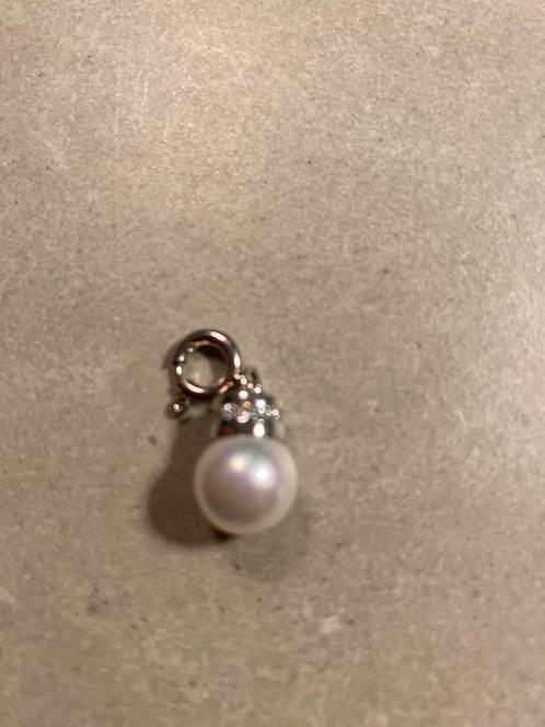 Parel Bedel Zilver & Strass, Sieraden, Tassen en Uiterlijk, Bedels, Nieuw, Overige merken, Parel, 1 bedel, Met strass, Ophalen of Verzenden