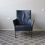 4 Montis Charly fauteuils blauw leder - zwart frame, Huis en Inrichting, Stoelen, Blauw, Ophalen of Verzenden, Zo goed als nieuw