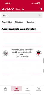 2 tickets Ajax - Excelsior / Vak 422, Drie personen of meer, Januari