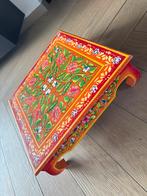 Handgeschilderd houten bijzettafeltje, Minder dan 45 cm, Minder dan 55 cm, Gebruikt, Vierkant