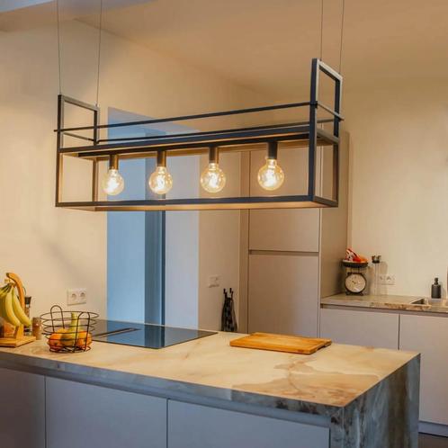 Industriële Hanglamp met Lampen, Huis en Inrichting, Lampen | Hanglampen, Nieuw, Minder dan 50 cm, Metaal, Ophalen