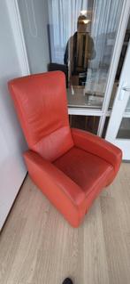 Comfortabele rode lederen fauteuil, Ophalen, Gebruikt, Minder dan 75 cm, Leer