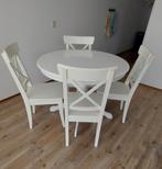 Ronde witte eettafel met stoelen, Huis en Inrichting, Ophalen, Zo goed als nieuw