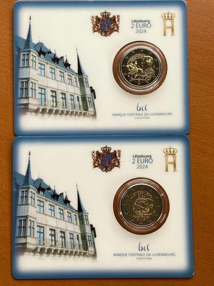 2 Euro Luxemburg 2024 BU 2x coincard Willem II Feierstepler, Postzegels en Munten, Munten | Europa | Euromunten, Setje, 2 euro