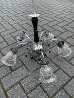 Kroonluchter vermoedelijk italiaans. Teakhout metaal glas, Ophalen, Zo goed als nieuw, Glas, Italiaans
