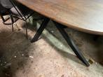 Tafel deens ovaal 211x107 notenhout stalen matrix poot, Ophalen, 100 tot 150 cm, Vijf personen of meer, Overige vormen