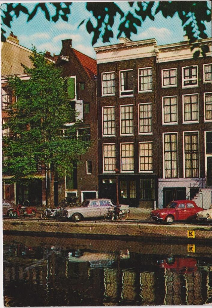 Amsterdam, Prinsengracht , Anne Frankhuis met auto's, Ophalen of Verzenden, 1960 tot 1980, Ongelopen, Noord-Holland