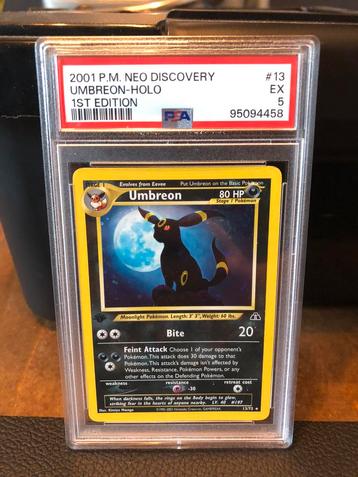 Umbreon first edition holo psa 5 met swirl beschikbaar voor biedingen