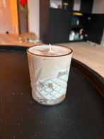 Koffie kaars in glas, Huis en Inrichting, Woonaccessoires | Kandelaars en Kaarsen, Overige materialen, Wit, Nieuw, Ophalen of Verzenden
