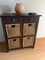 Koloniale kast met manden - B78xH88xD40 cm, Huis en Inrichting, Kasten | Dressoirs, Ophalen, Gebruikt, 50 tot 100 cm, Met lade(s)