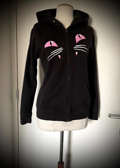 EMP by Large Sweater Hoodie trui vest Mt XL kat poes zwart, Kleding | Dames, Truien en Vesten, Zo goed als nieuw, Maat 46/48 (XL) of groter